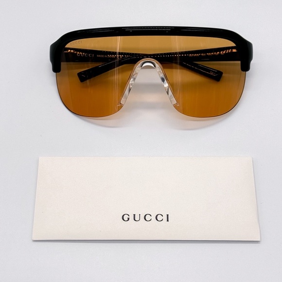 NEW GUCCI GG1645S 005 OVERSIZED BLACK ORANGE UNISEX SUNGLASSES GUCCI - Picture 10 of 11